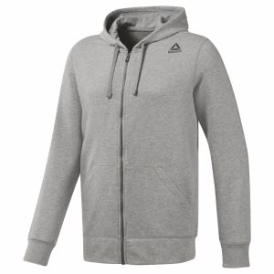 Reebok French Terry Full-Zip Kapuzenpullover Herren - Grau - DE 950-GLC